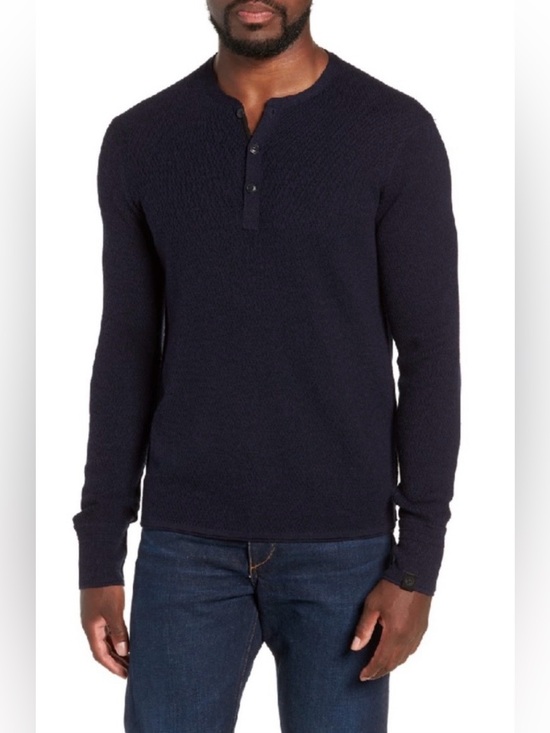 rag & bone Other - Rag & Bone Men’s Gregory Henley Knit Long Sleeve Sweater Top Buttons Navy